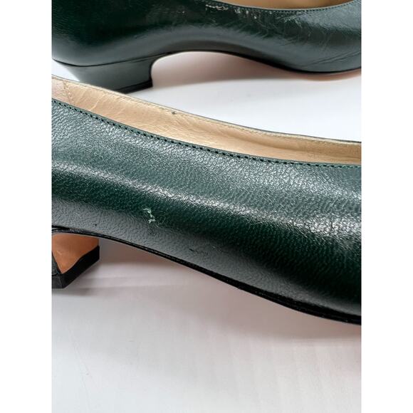 Vintage Amalfi Green patent round toe leather low heel pumps shoes 4.5 M - Picture 3 of 9